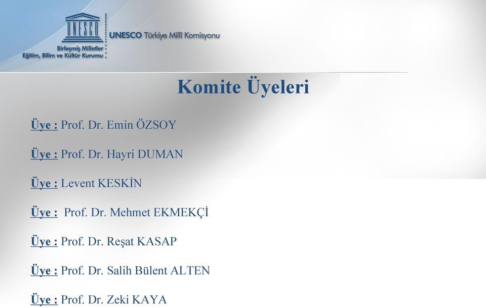 EKMEKÇİ  Reşat KASAP  Salih Bülent ALTEN  Zeki KAYA