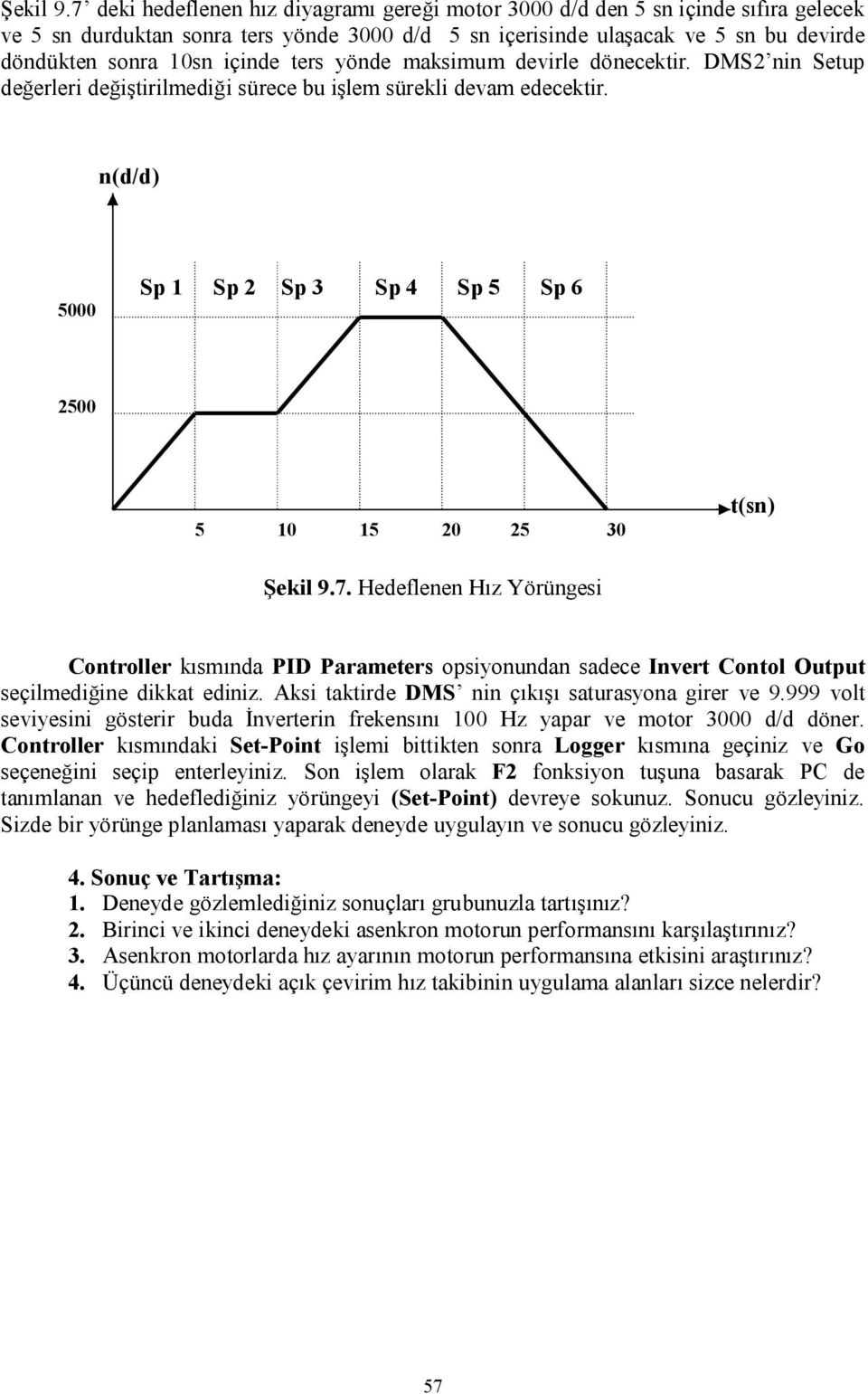 içinde ters yönde maksimum devirle dönecektir. DMS2 nin Setup değerleri değiştirilmediği sürece bu işlem sürekli devam edecektir.