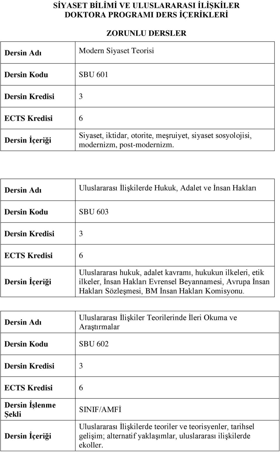 Uluslararası İlişkilerde Hukuk, Adalet ve İnsan Hakları Dersin Kodu SBU 603 Uluslararası hukuk, adalet kavramı, hukukun ilkeleri, etik ilkeler, İnsan Hakları Evrensel