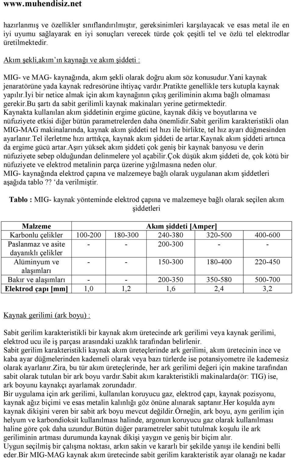 pratikte genellikle ters kutupla kaynak yapılır.iyi bir netice almak için akım kaynağının çıkış geriliminin akıma bağlı olmaması gerekir.