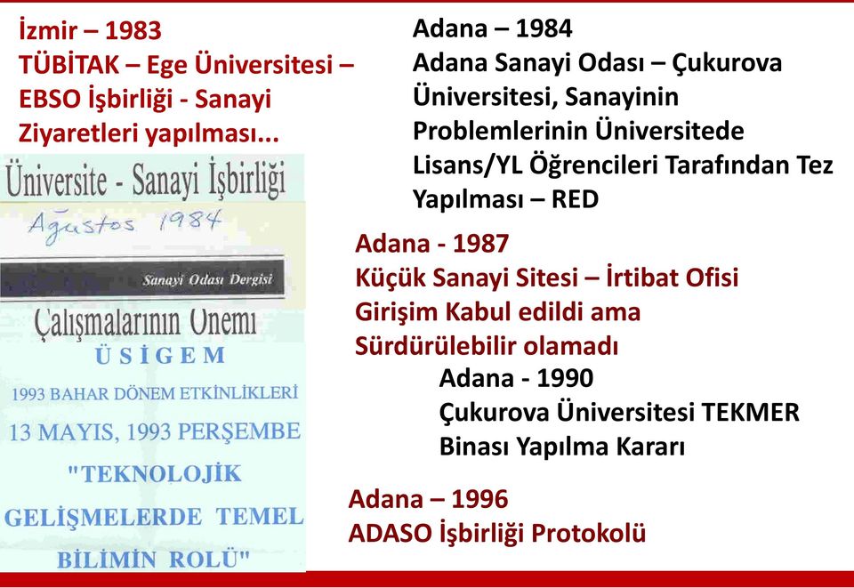Öğrencileri Tarafından Tez Yapılması RED Adana - 1987 Küçük Sanayi Sitesi İrtibat Ofisi Girişim Kabul