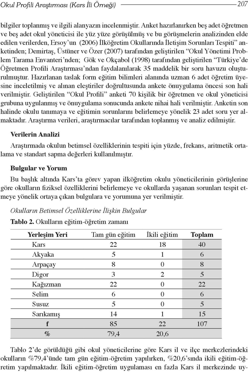 Sorunları Tespiti anketinden; Demirtaş, Üstüner ve Özer (2007) tarafından geliştirilen Okul Yönetimi Problem Tarama Envanteri nden; Gök ve Okçabol (1998) tarafından geliştirilen Türkiye de Öğretmen