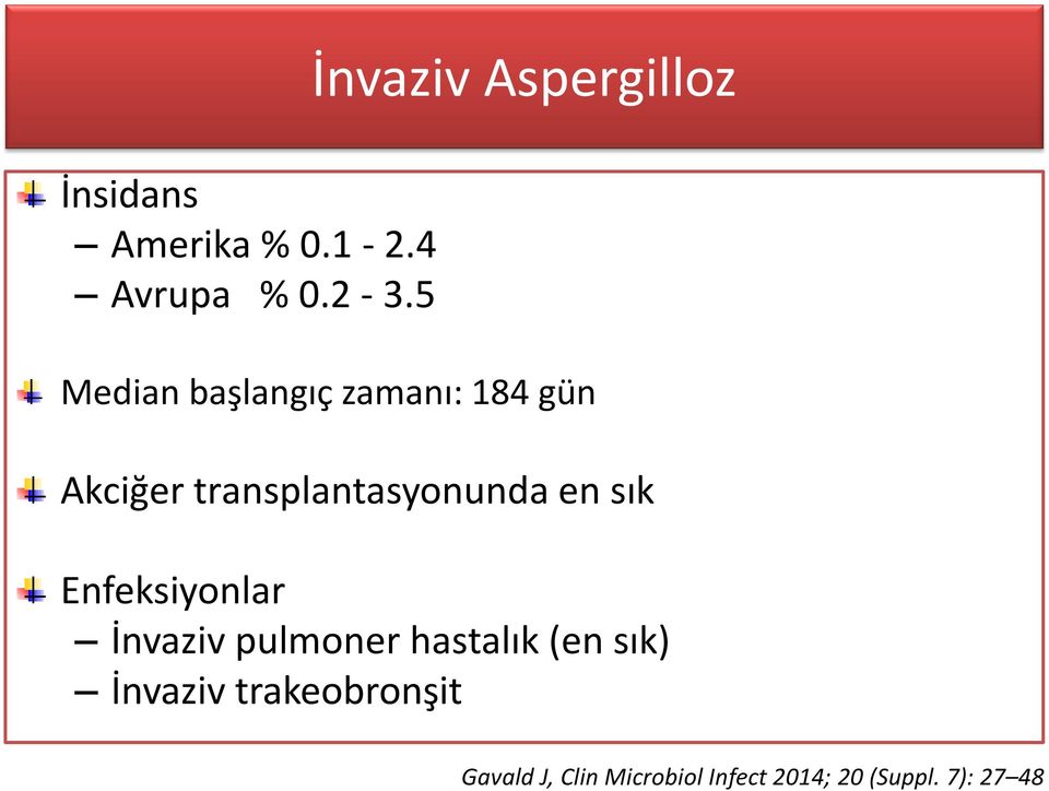 transplantasyonunda en sık Enfeksiyonlar İnvaziv pulmoner