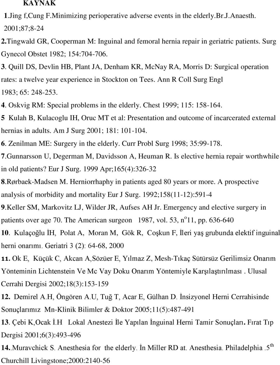 Ann R Coll Surg Engl 1983; 65: 248-253. 4. Oskvig RM: Special problems in the elderly. Chest 1999; 115: 158-164.