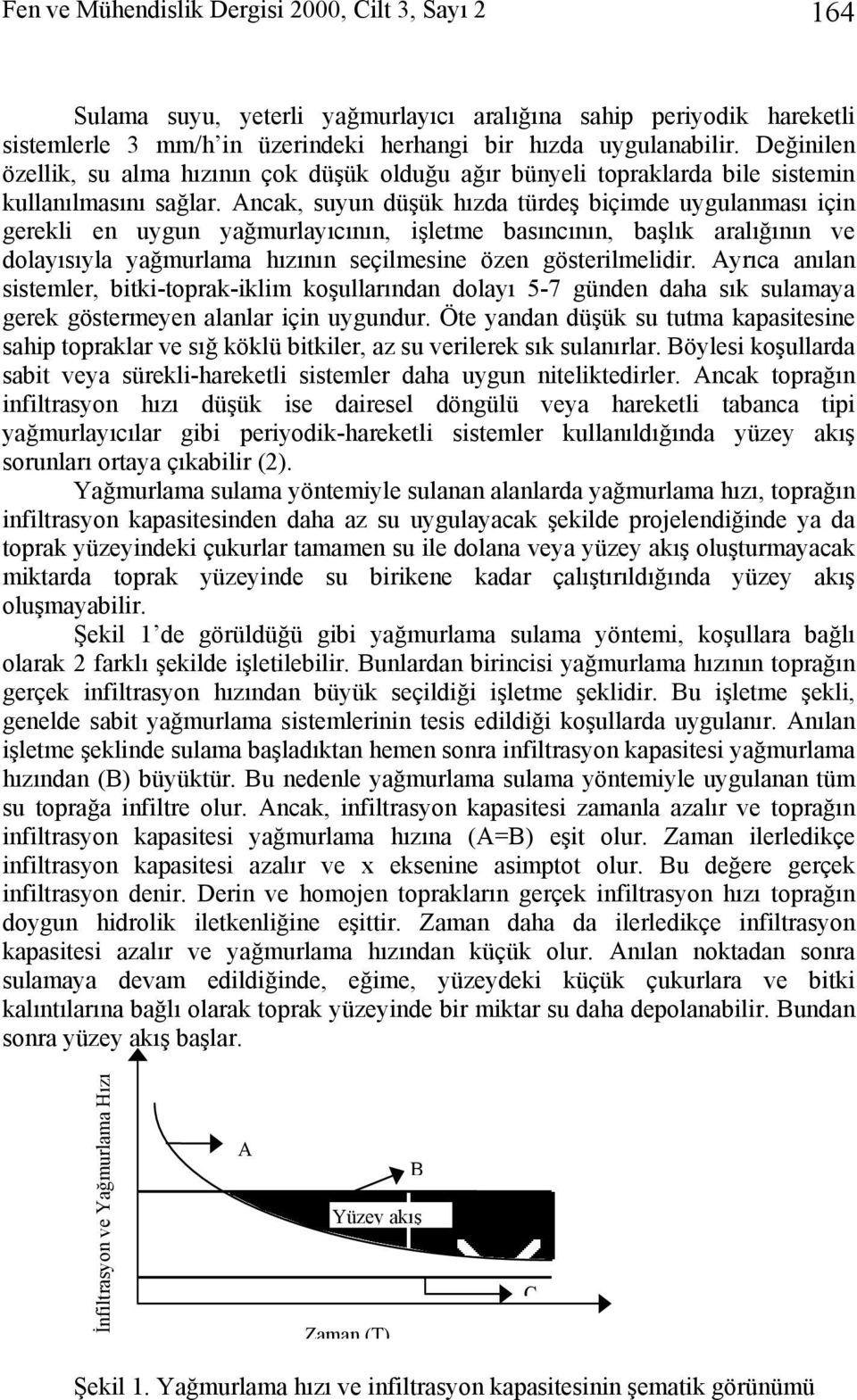 Acak, suyu düşük hızda türdeş biçimde uygulaması içi gerekli e uygu yağmurlayıcıı, işletme basıcıı, başlık aralığıı ve dolayısıyla yağmurlama hızıı seçilmesie öze gösterilmelidir.