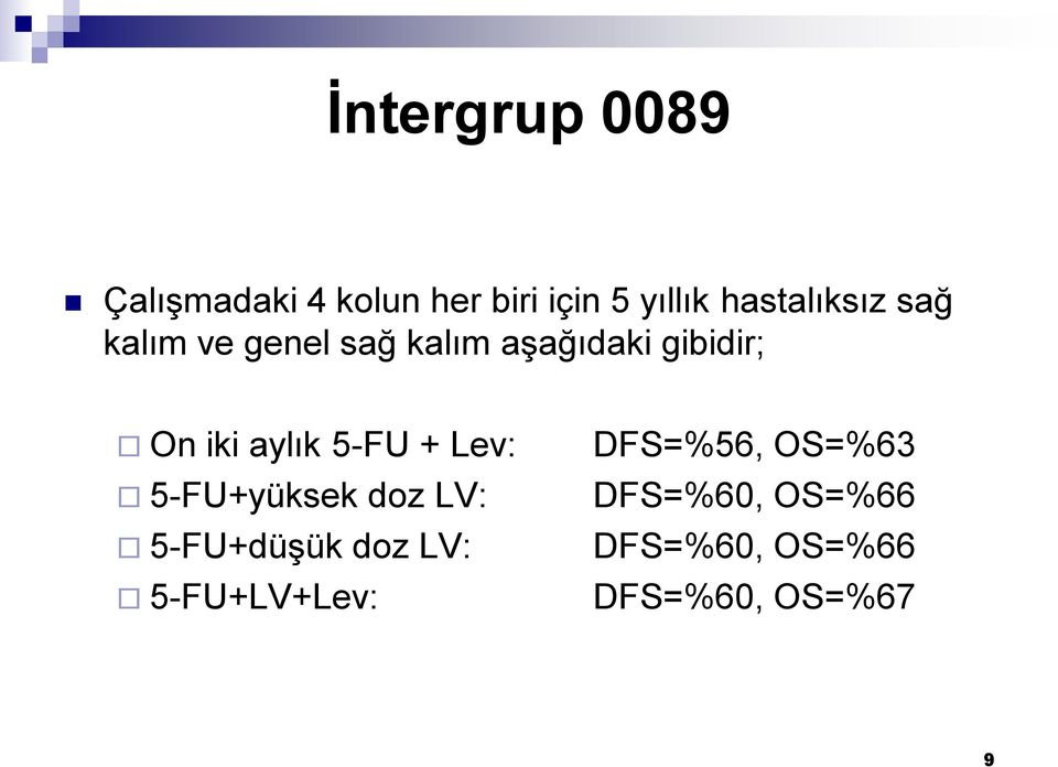 iki aylık 5-FU + Lev: 5-FU+yüksek doz LV: 5-FU+düşük doz LV: