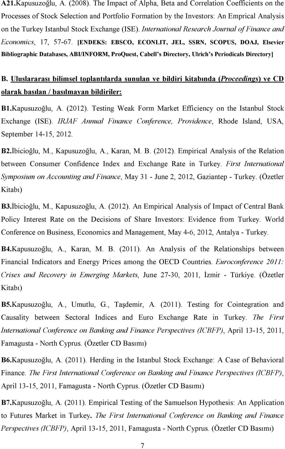 International Research Journal of Finance and Economics, 17, 57-67.