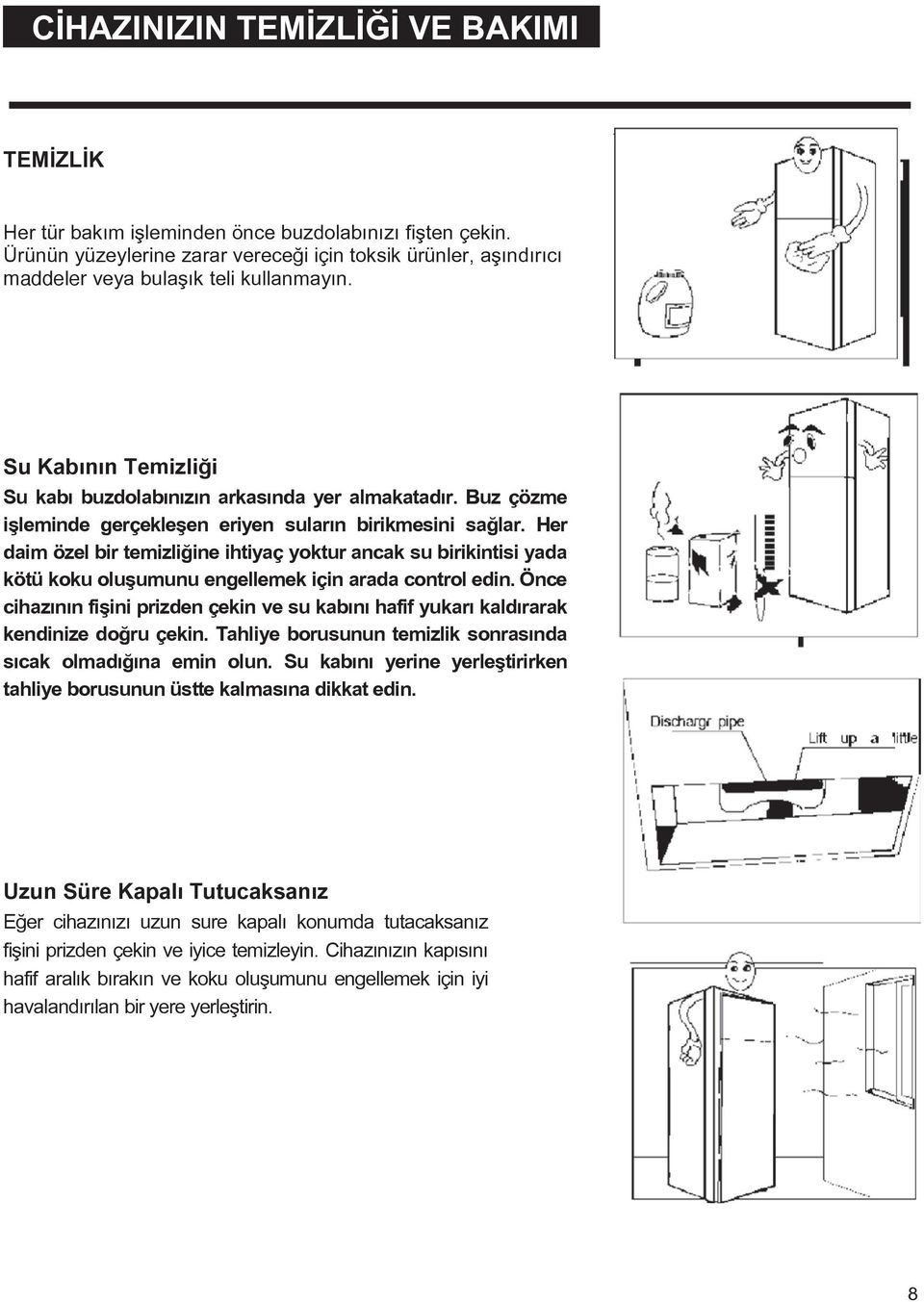 Buz çözme işleminde gerçekleşen eriyen suların birikmesini sağlar. Her daim özel bir temizliğine ihtiyaç yoktur ancak su birikintisi yada kötü koku oluşumunu engellemek için arada control edin.