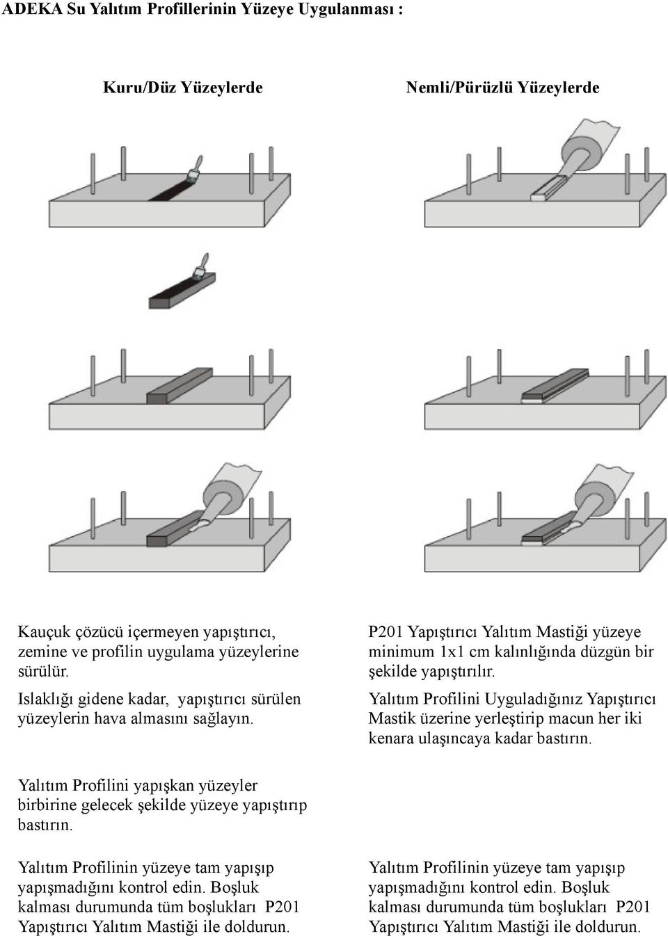 Yalıtım Profilini Uyguladığınız Yapıştırıcı Mastik üzerine yerleştirip macun her iki kenara ulaşıncaya kadar bastırın.