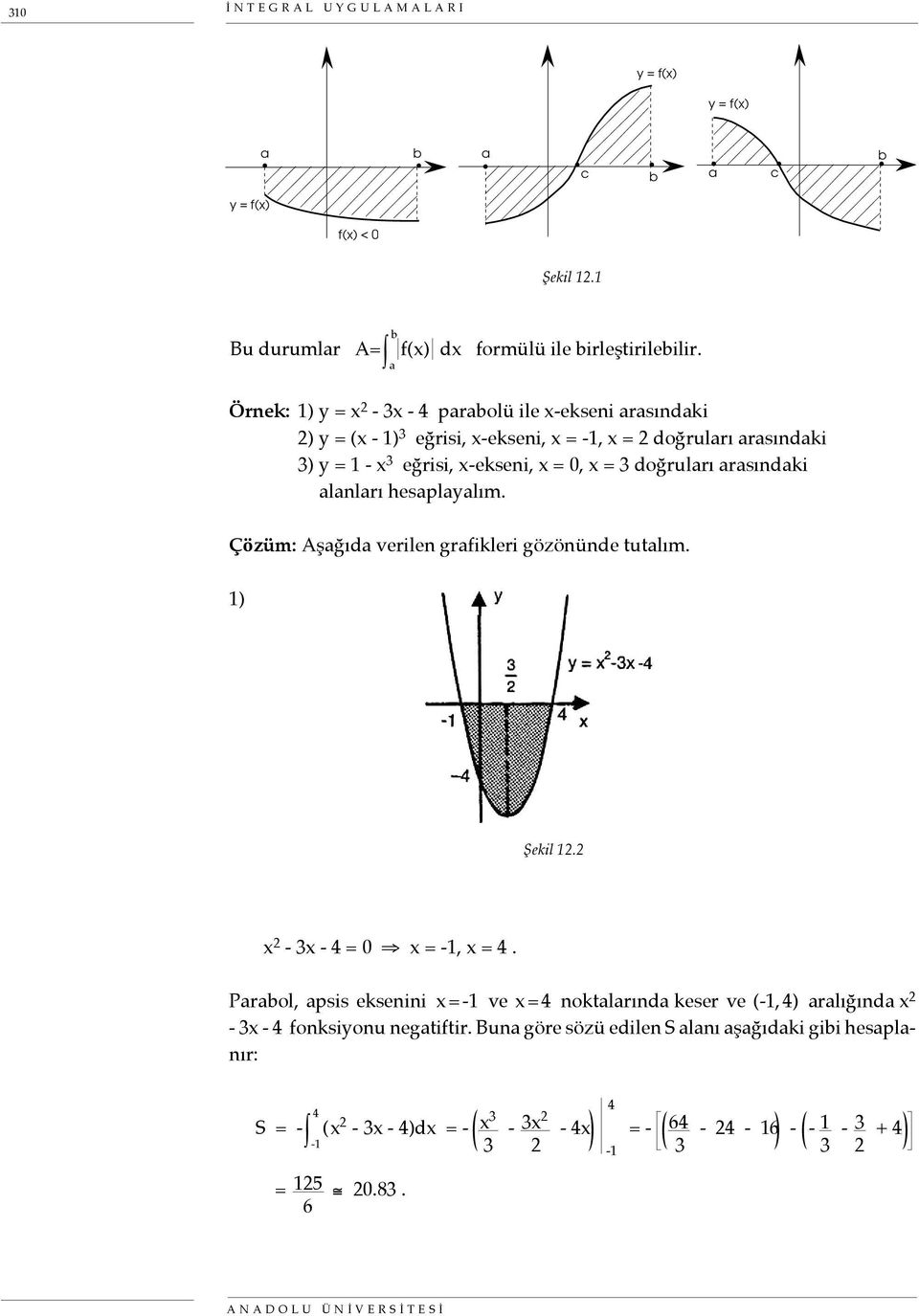 doğrulrı rsındki lnlrı esplylım. Çözüm: Aşğıd verilen grfikleri gözönünde tutlım. ) Şekil. x - x - = x = -, x =.