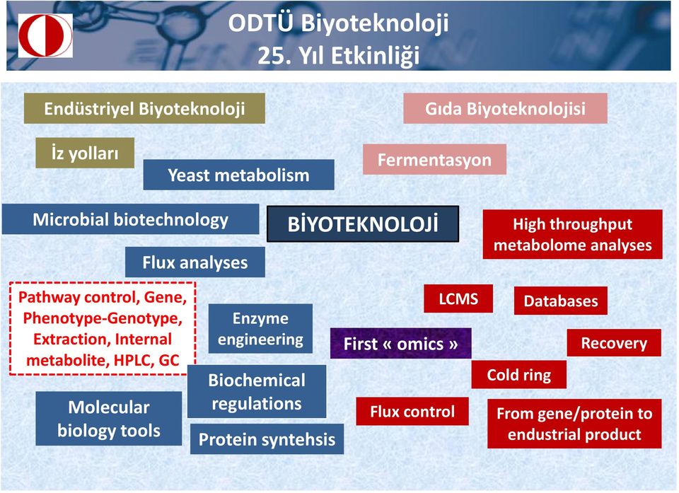 Extraction, Internal metabolite, HPLC, GC Molecular biology tools Enzyme engineering Biochemical regulations