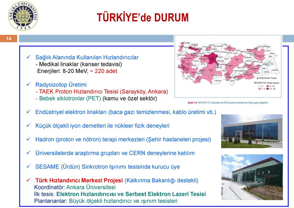 ) Küçük ölçekli iyon demetleri ile nükleer fizik deneyleri Hadron (proton ve nötron) terapi merkezleri (Şehir hastaneleri projesi) Üniversitelerde araştırma grupları ve CERN deneylerine katılım