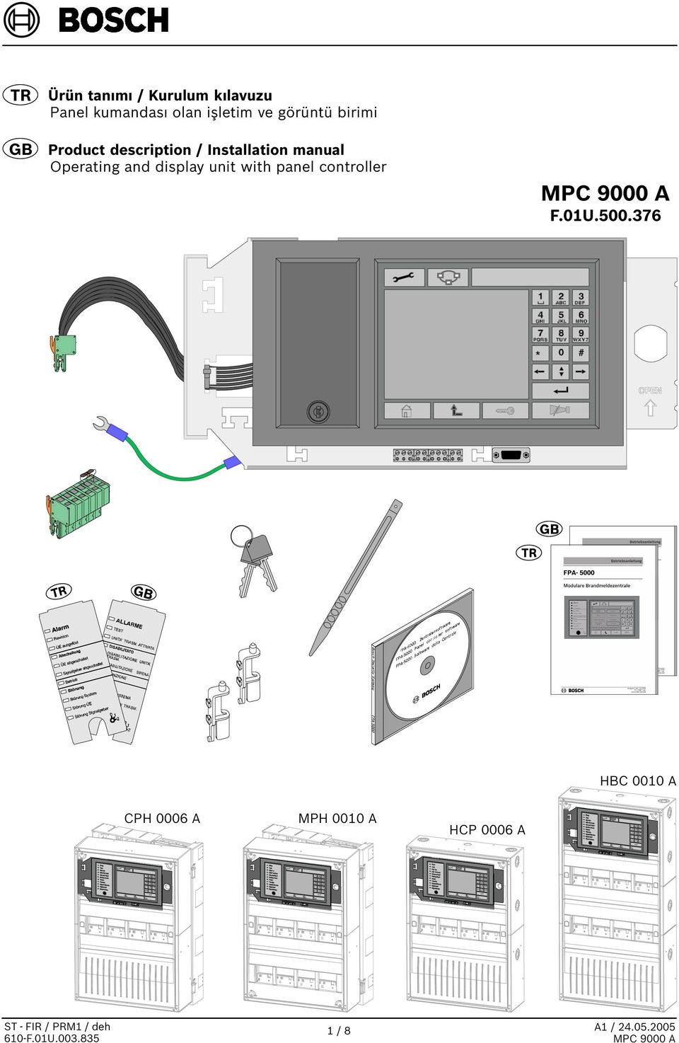 Installation manual Operating and display unit with panel