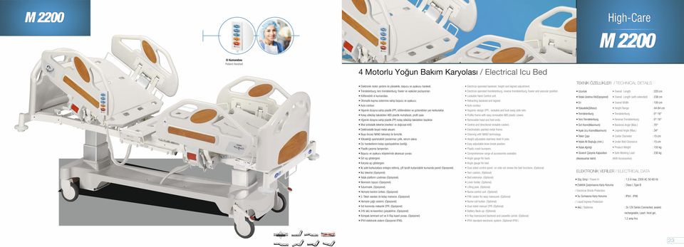 Yatak Uzatma Kiti(Opsiyonel) (with extended) : 238 cm : 100 cm Hijyenik dizayna sahip plastik (PP), kilitlenebilen ve gizlenebilen yan korkuluklar.