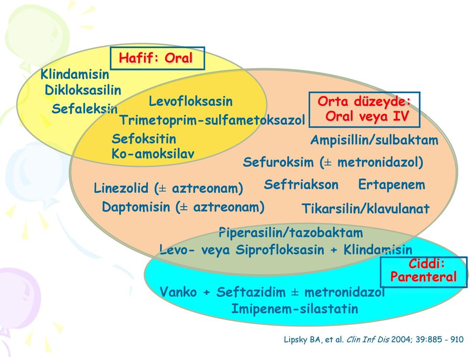 Ertapenem Daptomisin (± aztreonam) Tikarsilin/klavulanat Piperasilin/tazobaktam Levo- veya Siprofloksasin +