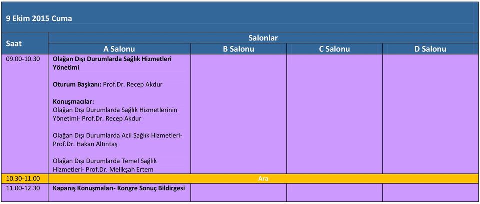 Recep Akdur Olağan Dışı Durumlarda Sağlık Hizmetlerinin Yönetimi- Prof.Dr.