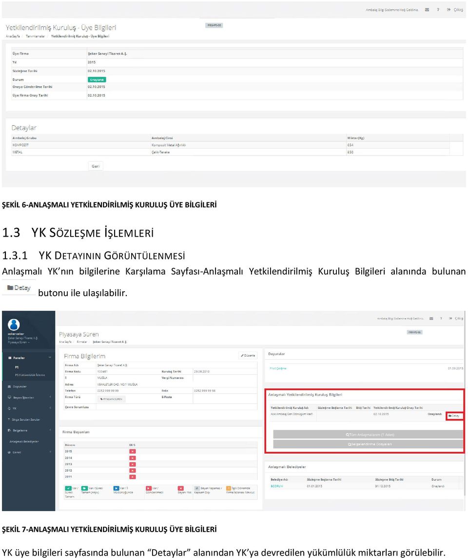 1 YK DETAYININ GÖRÜNTÜLENMESİ Anlaşmalı YK nın bilgilerine Karşılama Sayfası-Anlaşmalı Yetkilendirilmiş