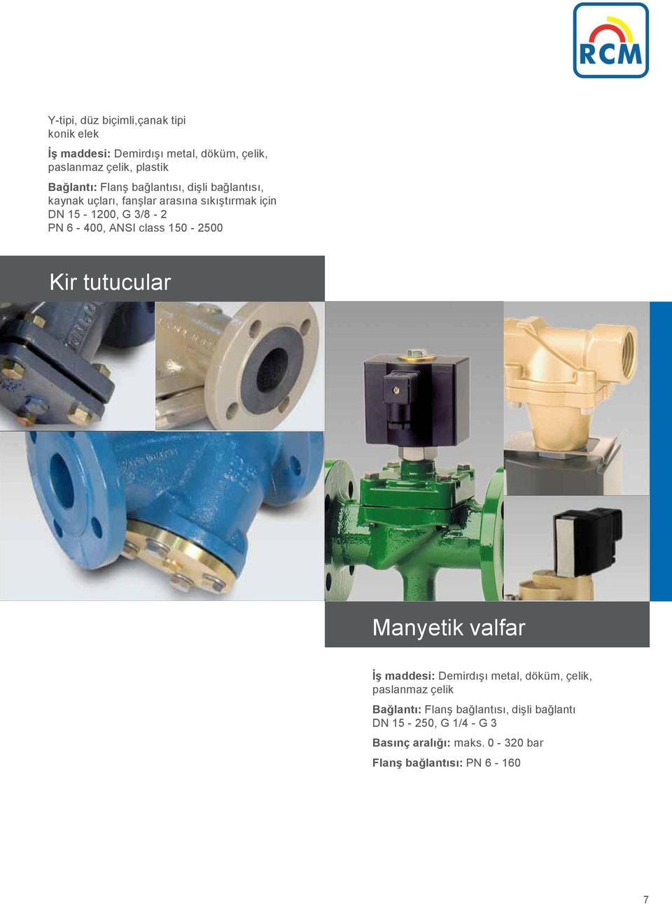 6-400, ANSI class 150-2500 Kir tutucular Manyetik valfar İş maddesi: Demirdışı metal, döküm, çelik, paslanmaz çelik