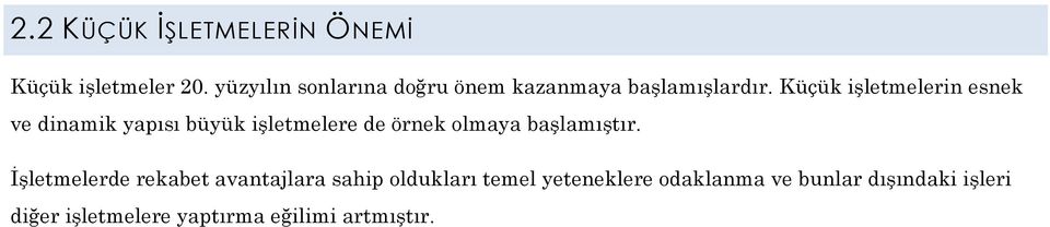 Küçük işletmelerin esnek ve dinamik yapısı büyük işletmelere de örnek olmaya