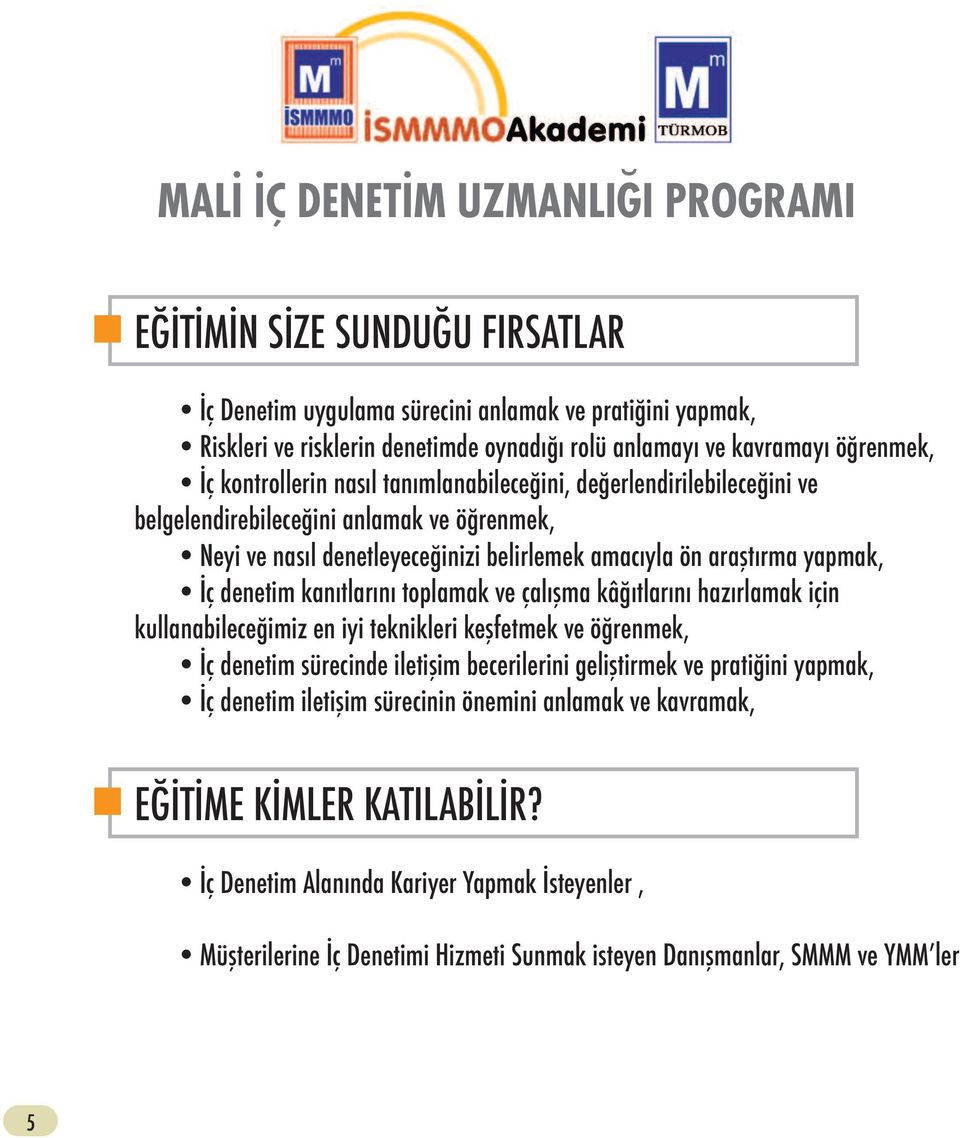 toplamak ve çalışma kâğıtlarını hazırlamak için kullanabileceğimiz en iyi teknikleri keşfetmek ve öğrenmek, İç denetim sürecinde iletişim becerilerini geliştirmek ve pratiğini yapmak, İç