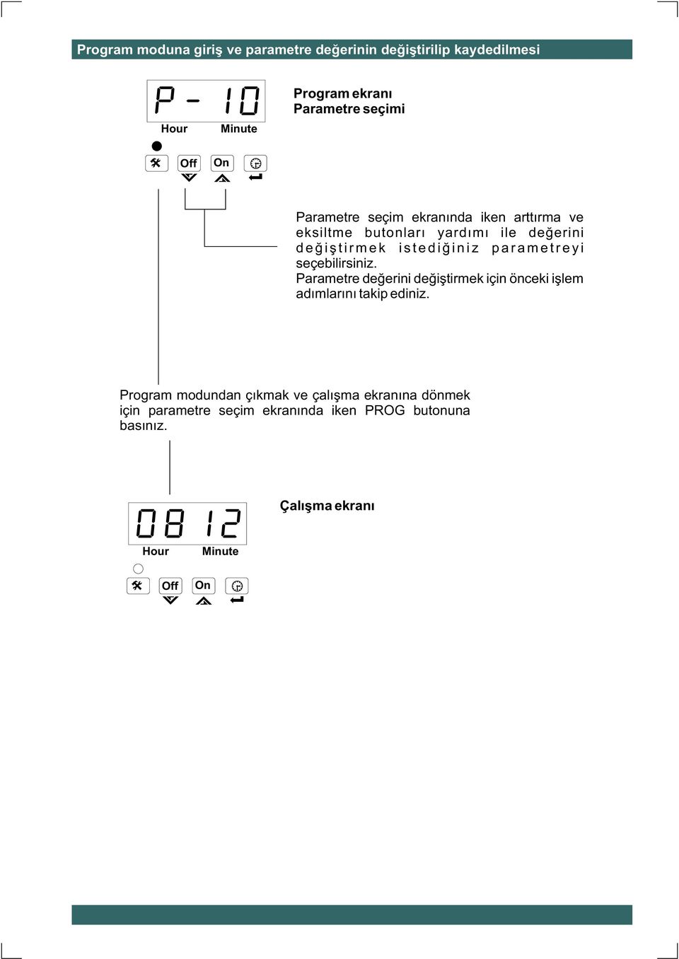 parametreyi seçebilirsiniz. Parametre deðerini deðiþtirmek için önceki iþlem adýmlarýný takip ediniz.