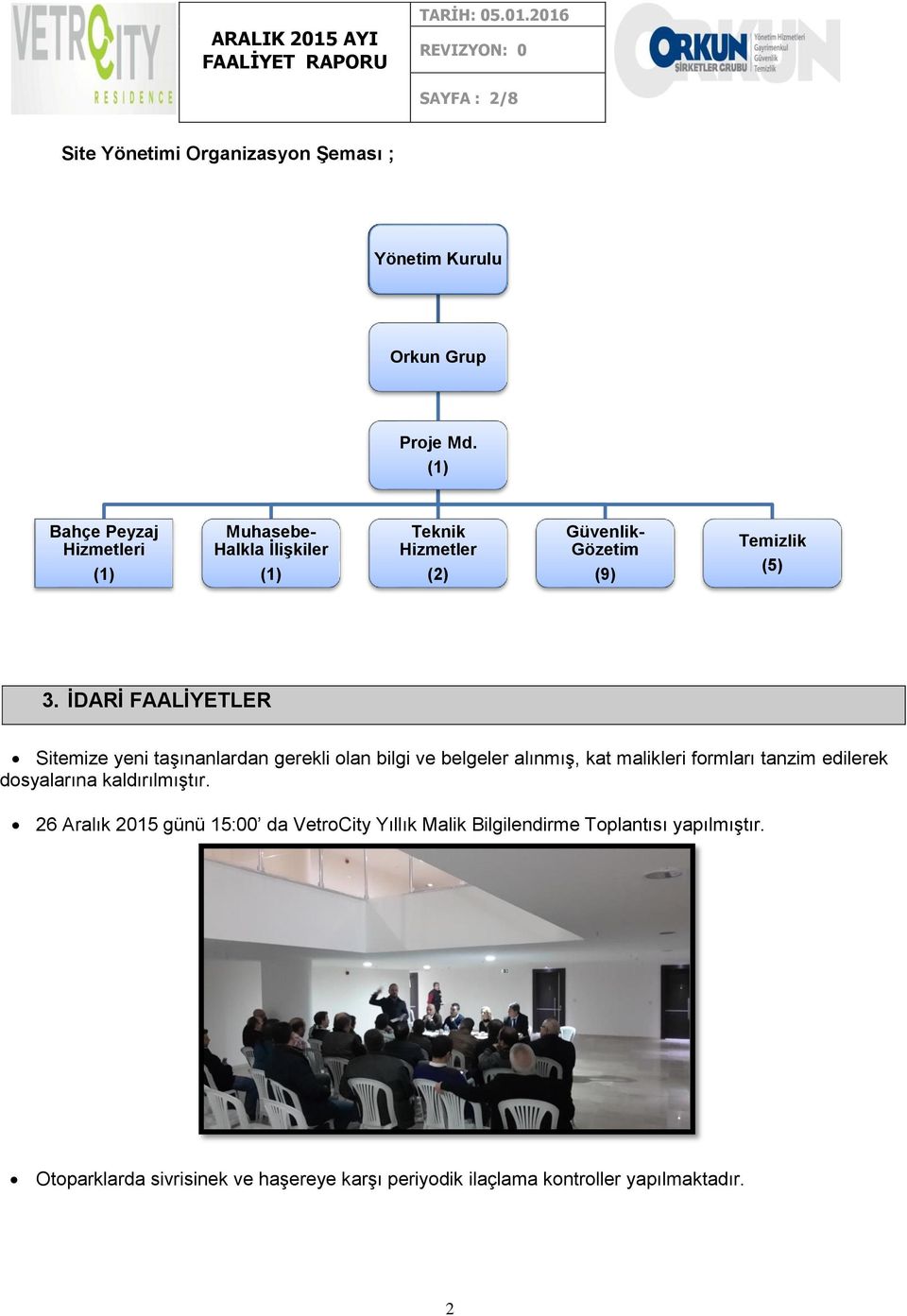 İDARİ FAALİYETLER Sitemize yeni taşınanlardan gerekli olan bilgi ve belgeler alınmış, kat malikleri formları tanzim edilerek