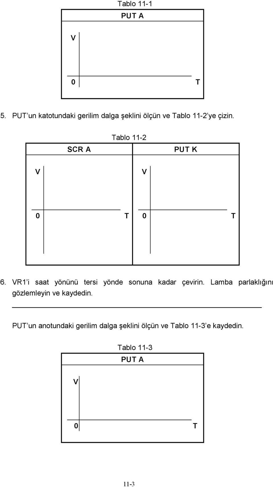 SCR A Tablo 11-2 6. R1 i saat yönünü tersi yönde sonuna kadar çevirin.