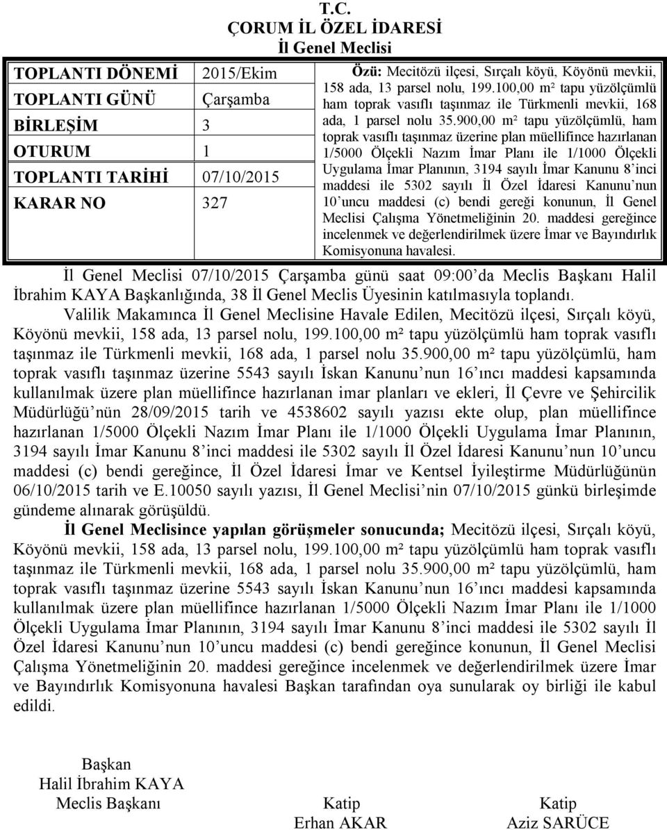 900,00 m² tapu yüzölçümlü, ham toprak vasıflı taşınmaz üzerine plan müellifince hazırlanan 1/5000 Ölçekli Nazım İmar Planı ile 1/1000 Ölçekli Uygulama İmar Planının, 3194 sayılı İmar Kanunu 8 inci