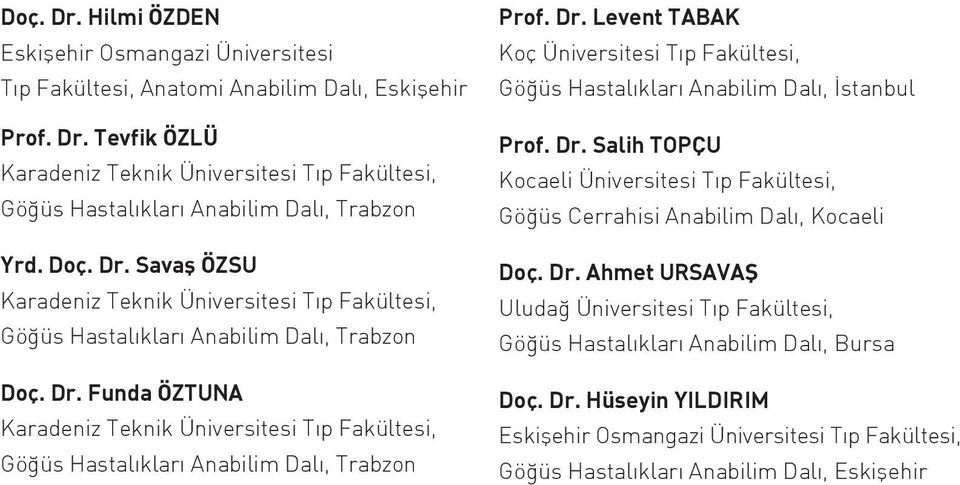 Dr. Ahmet URSAVAŞ Uludağ Üniversitesi Tıp Fakültesi, Göğüs Hastalıkları Anabilim Dalı, Bursa Doç. Dr.