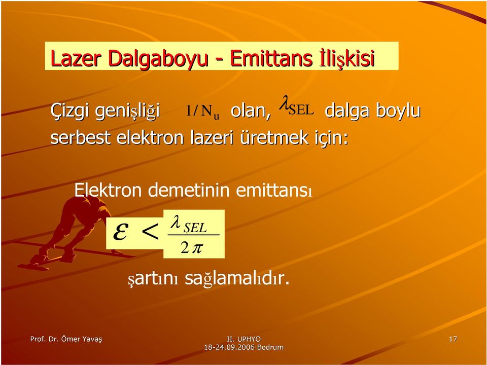 elektron lazeri üretmek için: i in: λ Elektron