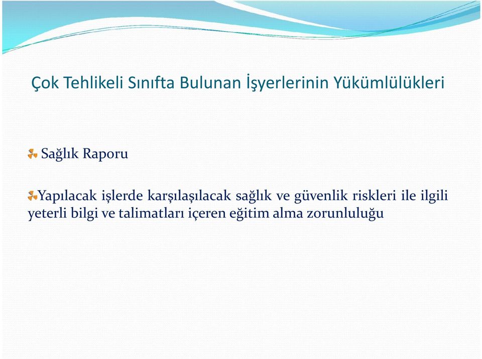 karşılaşılacak sağlık ve güvenlik riskleri ile