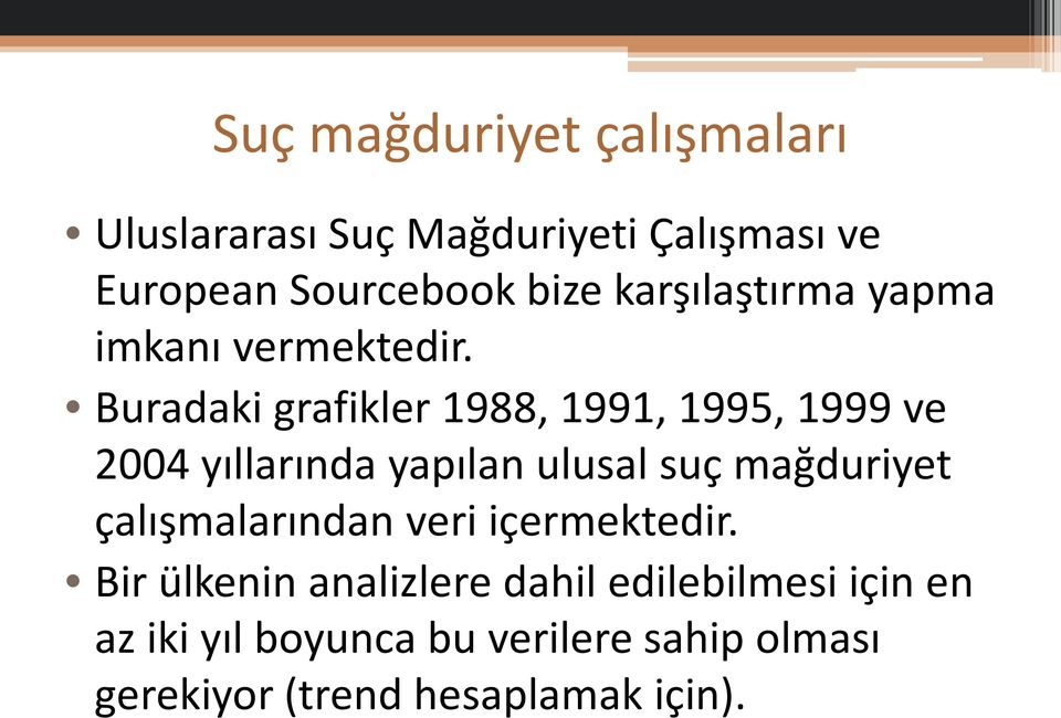 Buradaki grafikler 1988, 1991, 1995, 1999 ve 2004 yıllarında yapılan ulusal suç mağduriyet