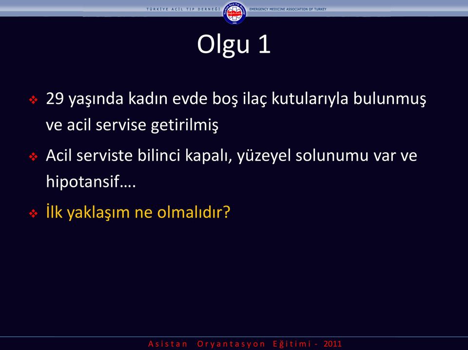 getirilmiş Acil serviste bilinci kapalı,