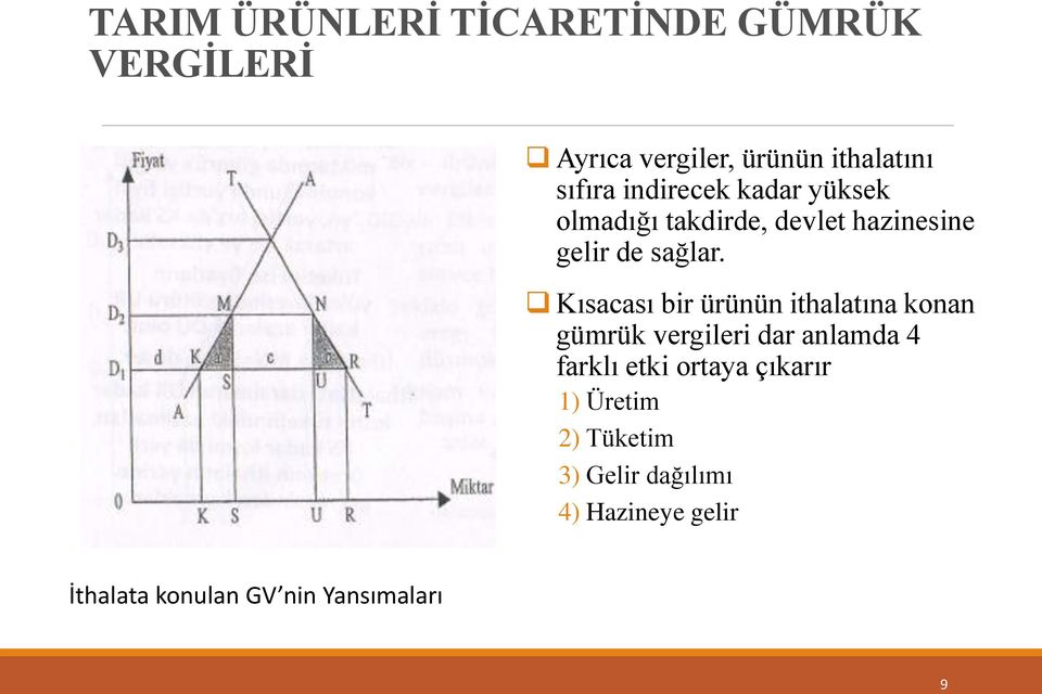 Kısacası bir ürünün ithalatına konan gümrük vergileri dar anlamda 4