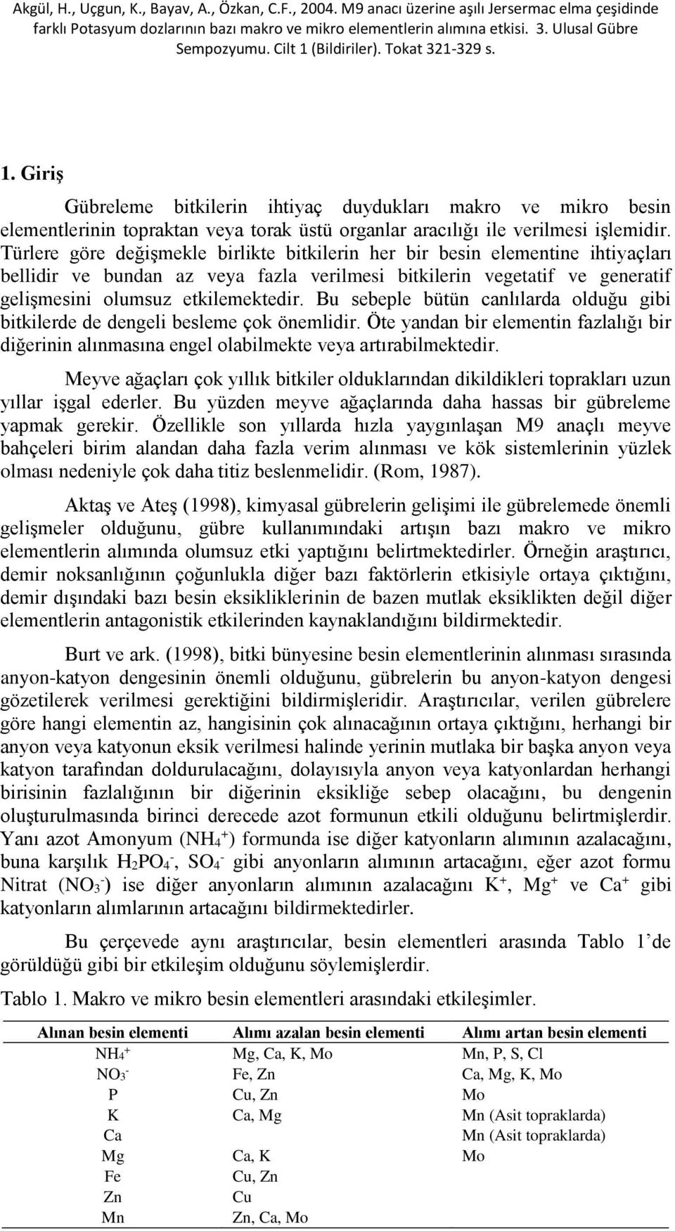 Bu sebeple bütün canlılarda olduğu gibi bitkilerde de dengeli besleme çok önemlidir. Öte yandan bir elementin fazlalığı bir diğerinin alınmasına engel olabilmekte veya artırabilmektedir.