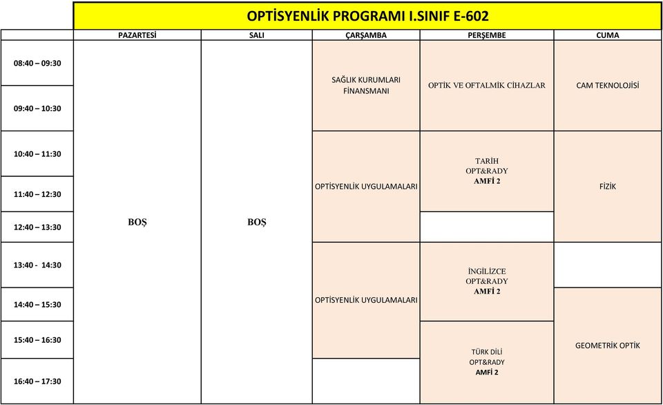 CİHAZLAR CAM TEKNOLOJİSİ OPTİSYENLİK UYGULAMALARI TARİH