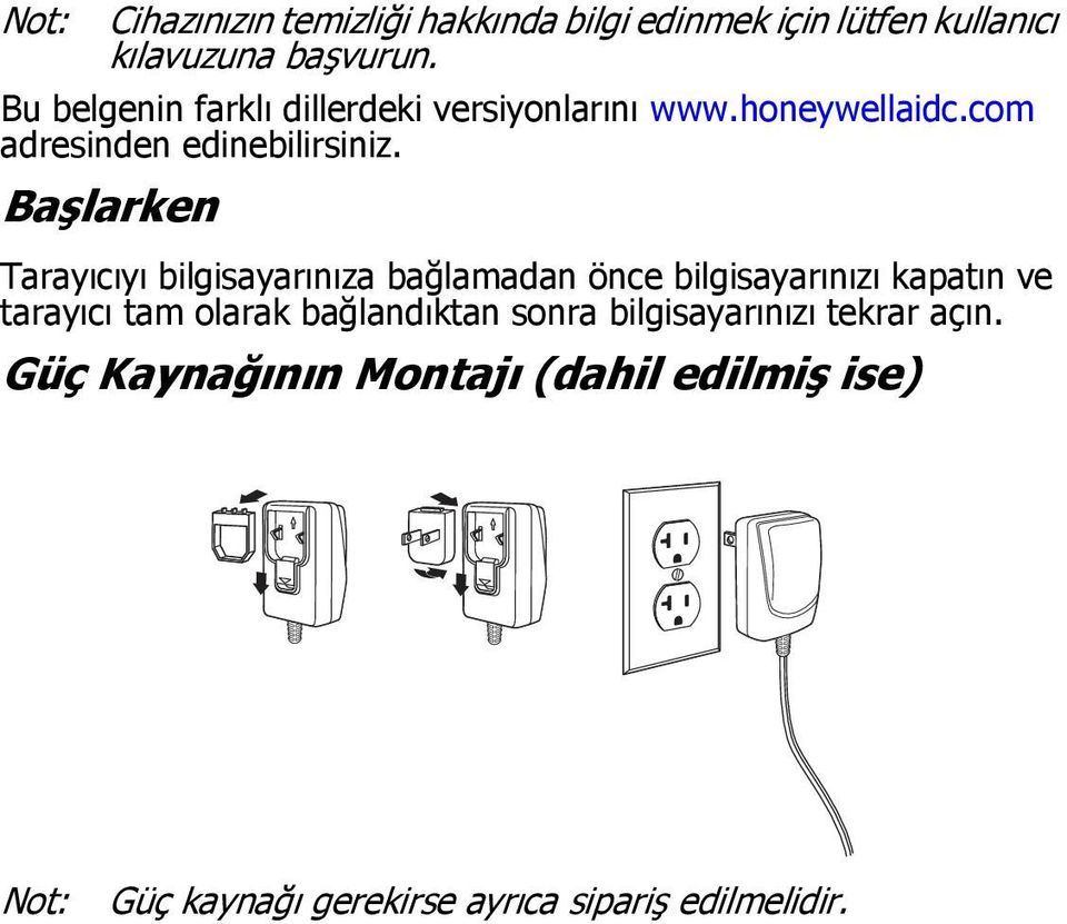 Başlarken Tarayıcıyı bilgisayarınıza bağlamadan önce bilgisayarınızı kapatın ve tarayıcı tam olarak