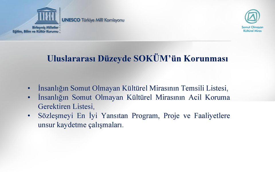 Kültürel Mirasının Acil Koruma Gerektiren Listesi, Sözleşmeyi En