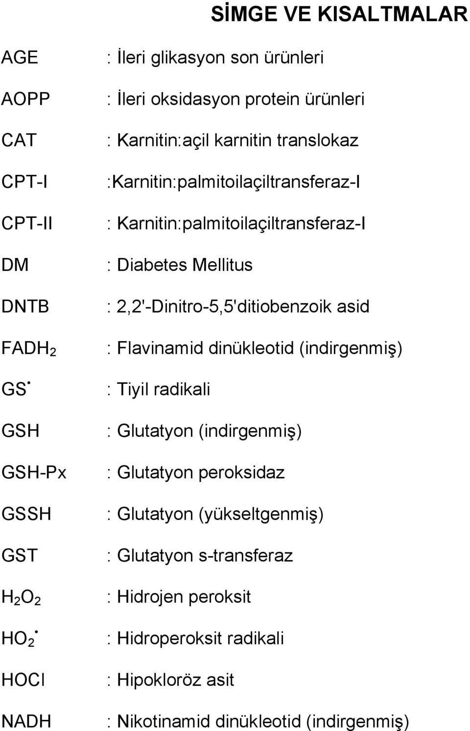 : Flavinamid dinükleotid (indirgenmiş) GS : Tiyil radikali GSH GSH-Px GSSH GST H 2 O 2 HO 2 HOCl NADH : Glutatyon (indirgenmiş) : Glutatyon peroksidaz