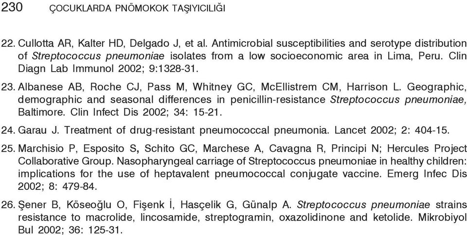 Albanese AB, Roche CJ, Pass M, Whitney GC, McEllistrem CM, Harrison L. Geographic, demographic and seasonal differences in penicillin-resistance Streptococcus pneumoniae, Baltimore.