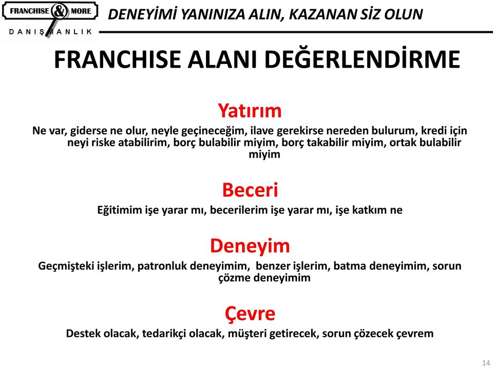 işe yarar mı, becerilerim işe yarar mı, işe katkım ne Deneyim Geçmişteki işlerim, patronluk deneyimim, benzer