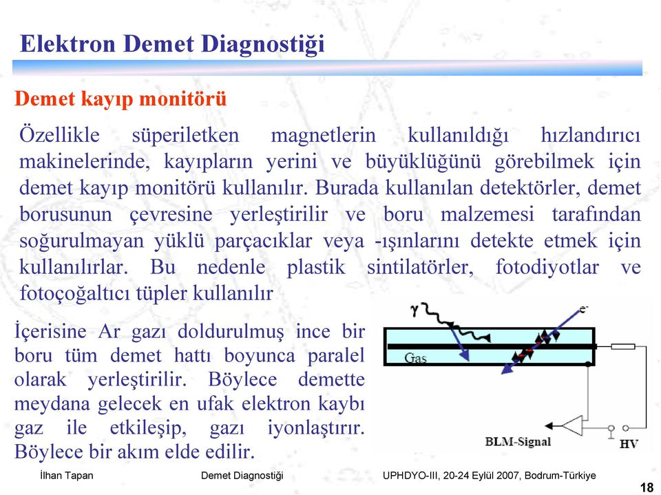 Burada kullanılan detektörler, demet borusunun çevresine yerleştirilir ve boru malzemesi tarafından soğurulmayan yüklü parçacıklar veya -ışınlarını detekte etmek için