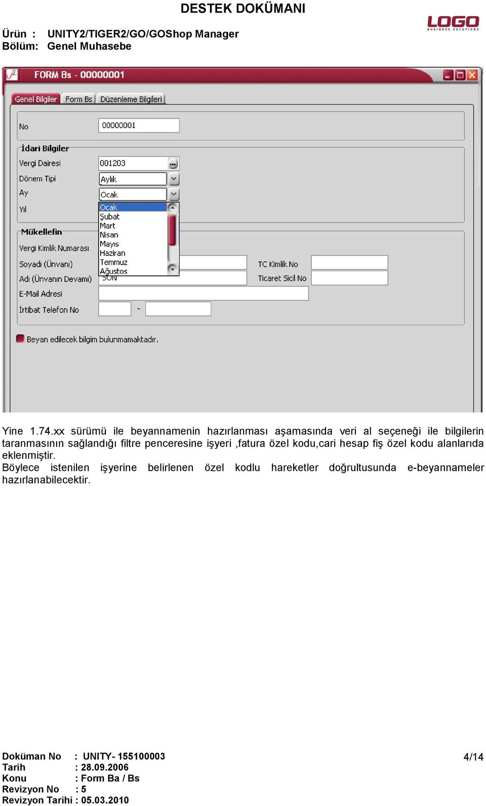 bilgilerin taranmasının sağlandığı filtre penceresine işyeri,fatura özel