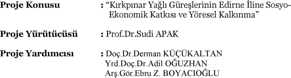 Katkısı ve Yöresel Kalkınma : Prof.Dr.