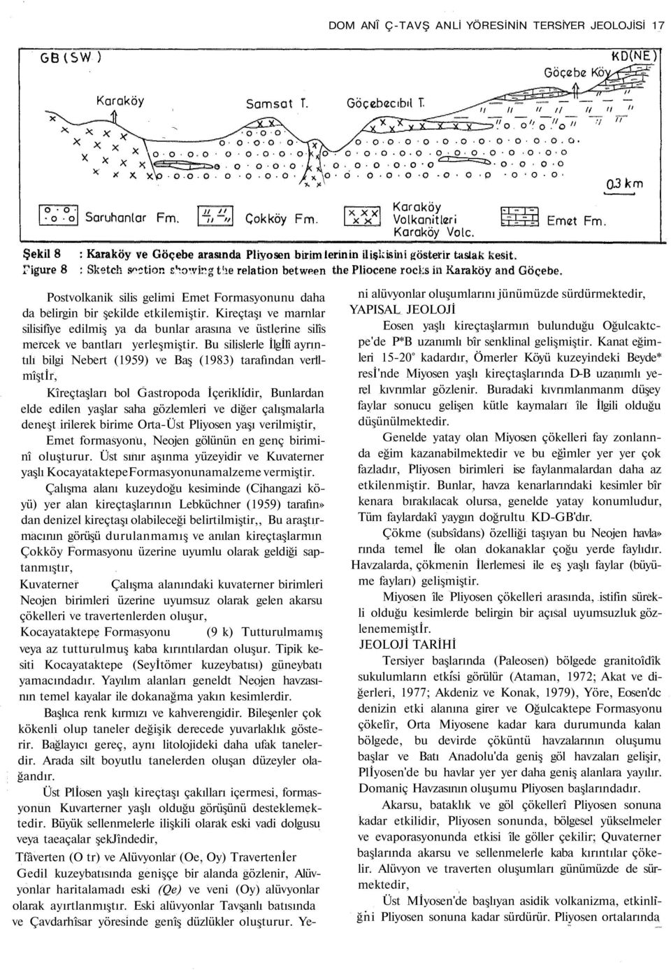 Bu silislerle İlgİlî ayrıntılı bilgi Nebert (1959) ve Baş (1983) tarafından verilmîştir, Kîreçtaşları bol Gastropoda İçeriklidir, Bunlardan elde edilen yaşlar saha gözlemleri ve diğer çalışmalarla