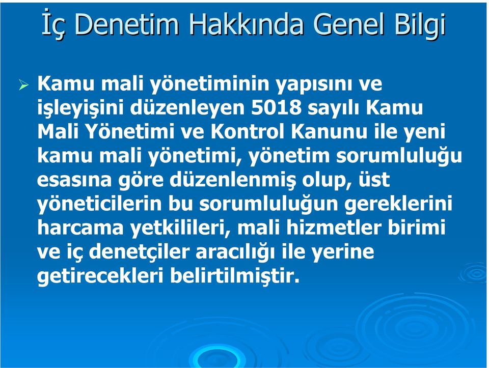 esasına göre düzenlenmiş olup, üst yöneticilerin bu sorumluluğun gereklerini harcama