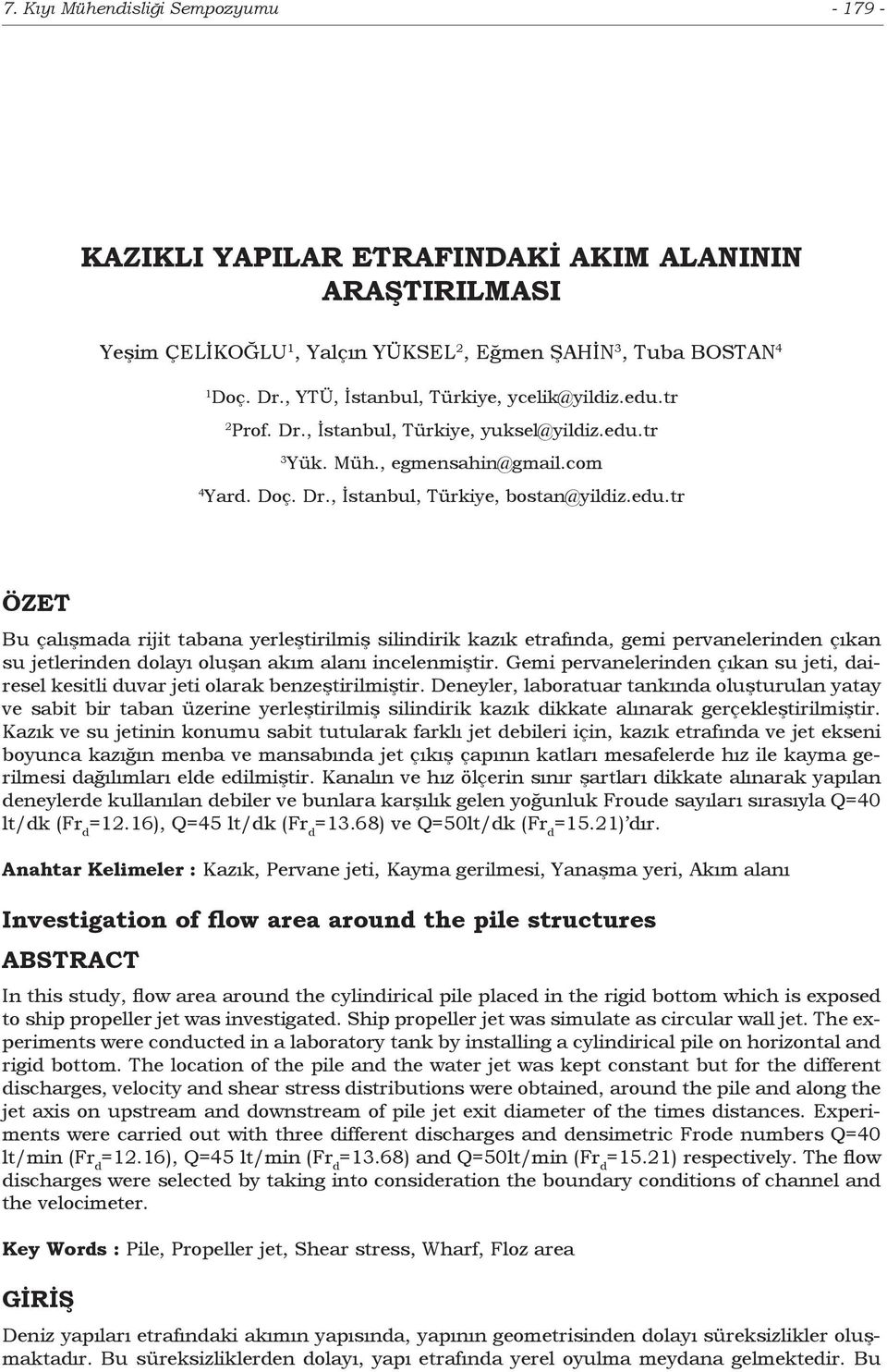 tr 2 Prof. Dr., İstanbul, Türkiye, yuksel@yildiz.edu.