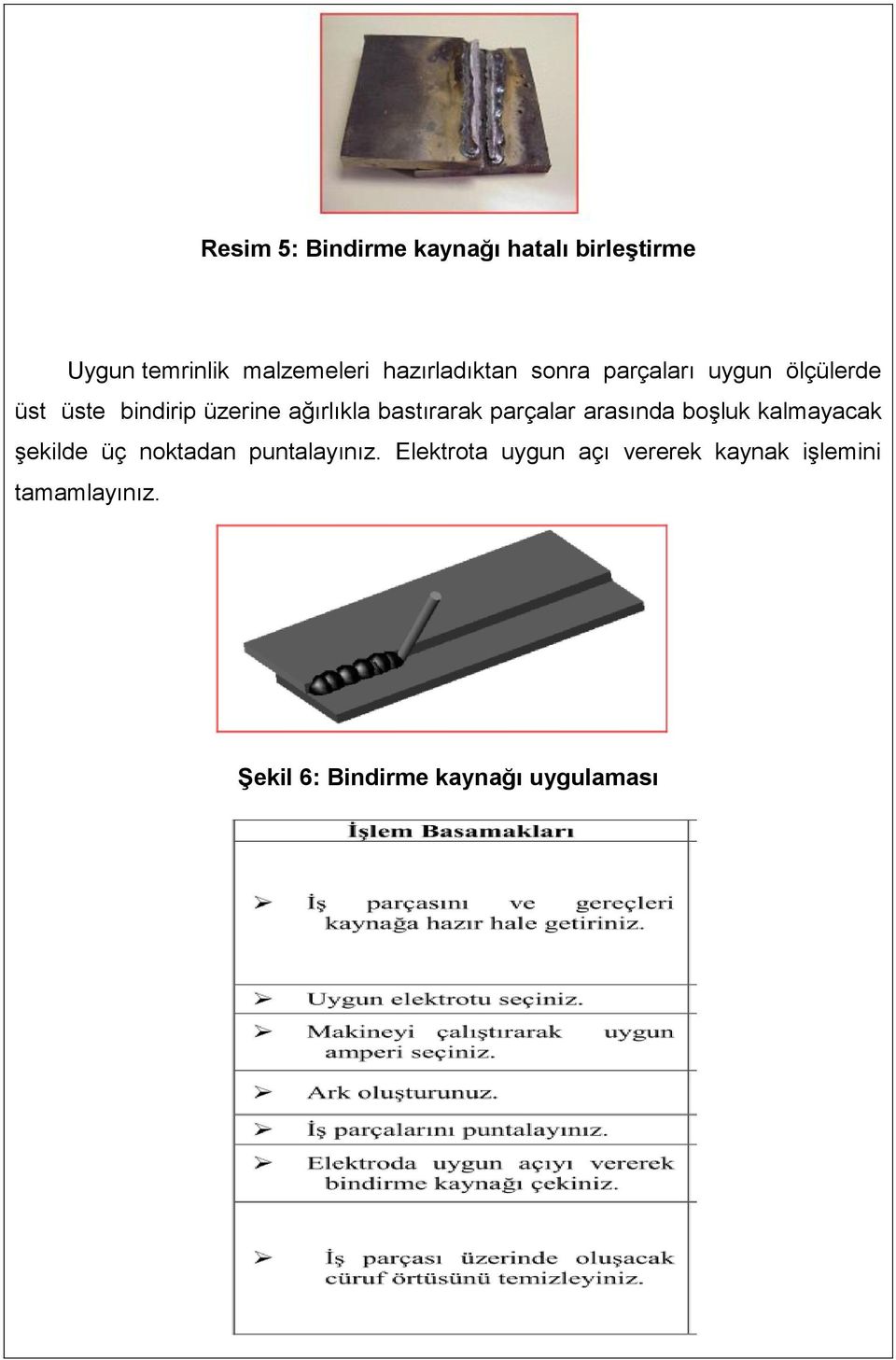 bastırarak parçalar arasında boşluk kalmayacak şekilde üç noktadan puntalayınız.