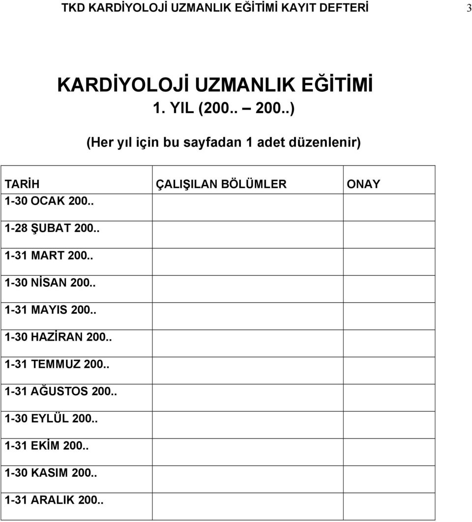 . 1-28 ŞUBAT 200.. 1-31 MART 200.. 1-30 NİSAN 200.. 1-31 MAYIS 200.. 1-30 HAZİRAN 200.