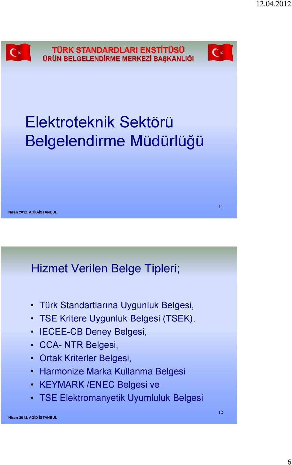TSE Kritere Uygunluk Belgesi (TSEK), IECEE-CB Deney Belgesi, CCA- NTR Belgesi, Ortak Kriterler